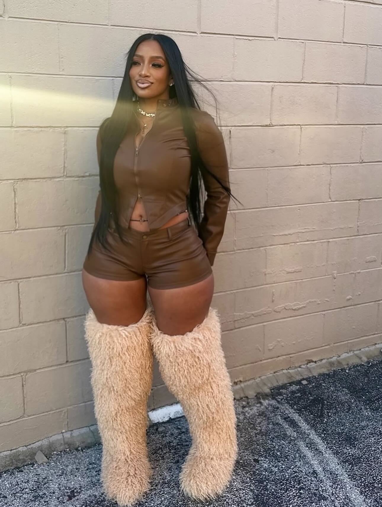 Luxe Thigh High|Mongolian Style Boots Nude