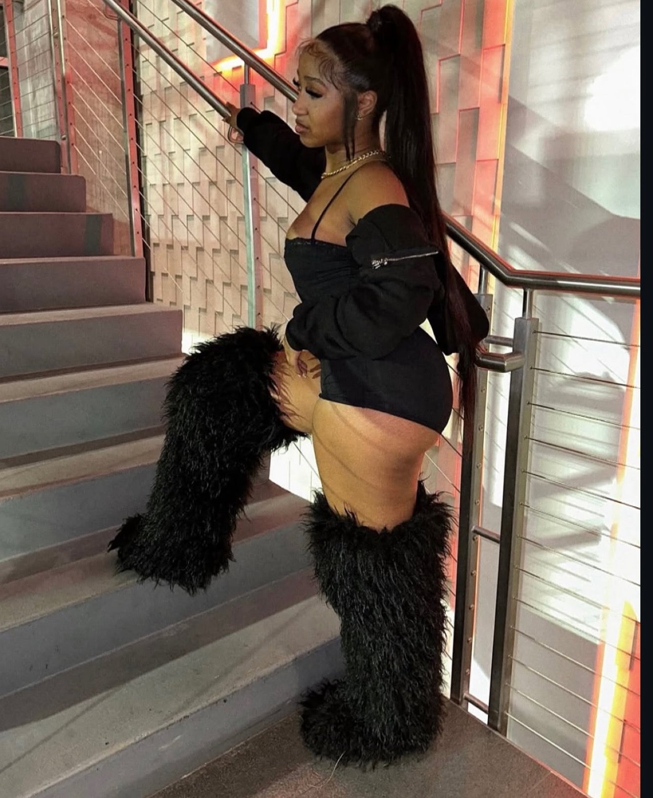 Luxe Thigh High|Mongolian Boots Black