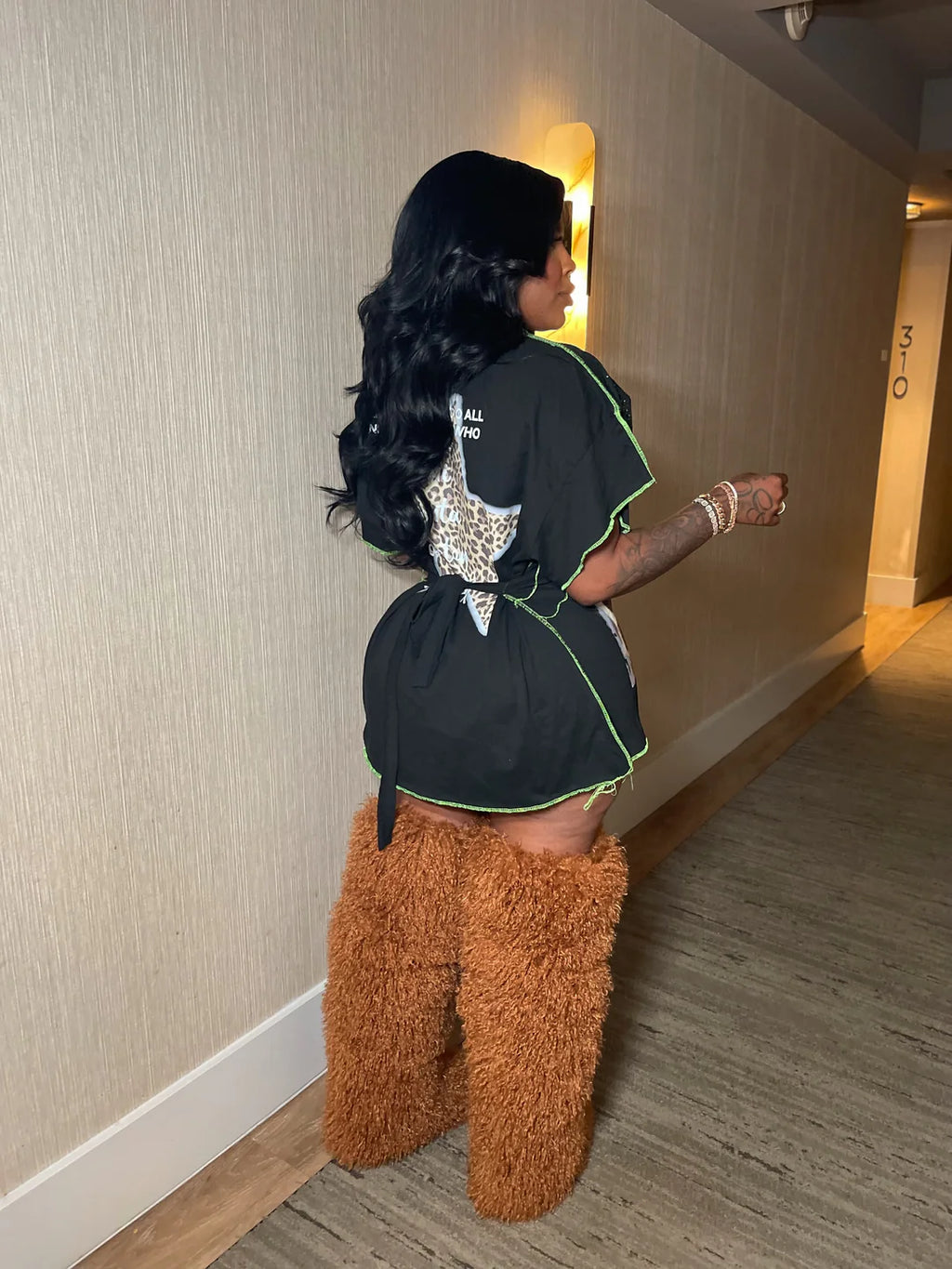 Luxe Mongolian| Thigh High Boots Carmel